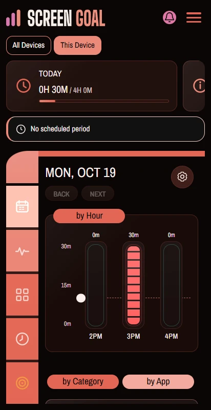 Current Android dashboard with compact icon navigation and a swipeable strip of usage and Earnings cards.